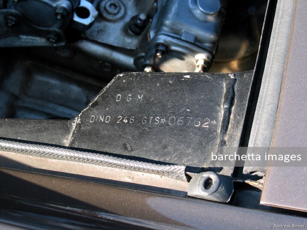 Chassis number stamping of Dino 246 GTS s/n 06762