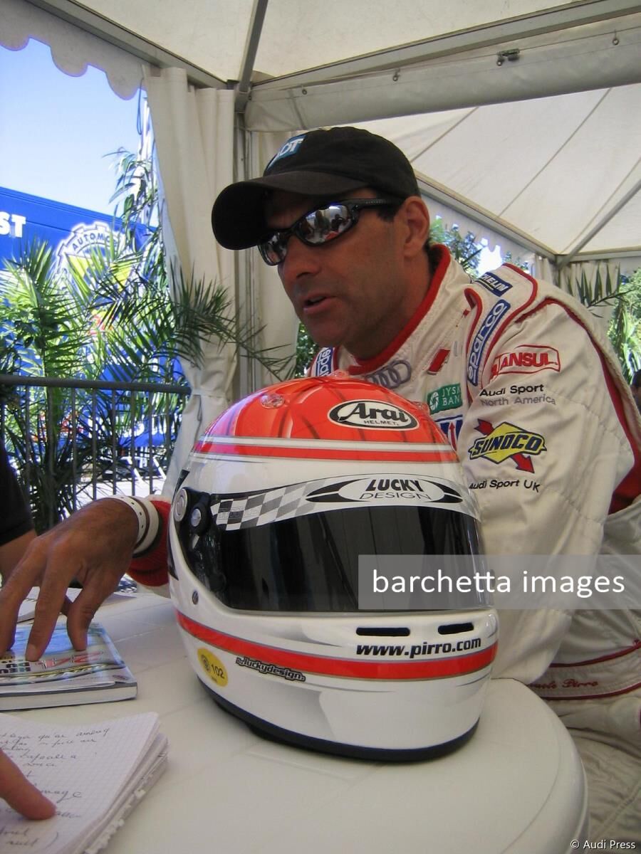 Emanuele Pirro with new helmet design