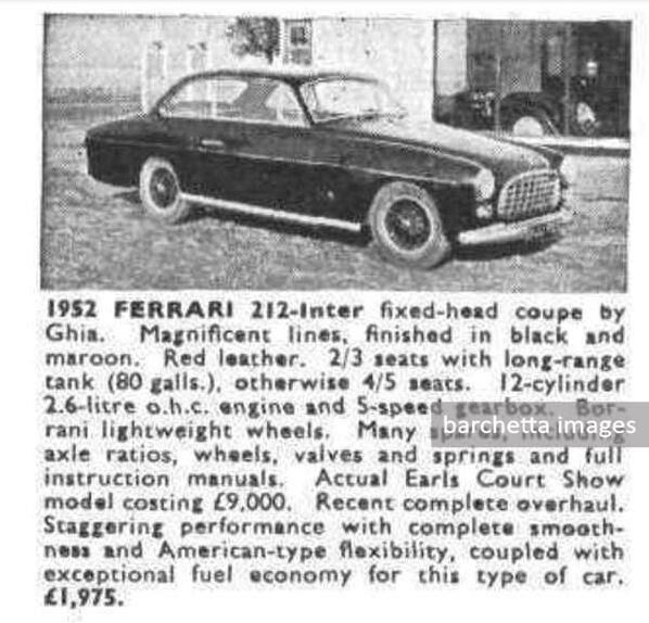 Ferrari 212 Inter Ghia Coupe s/n 0153EL