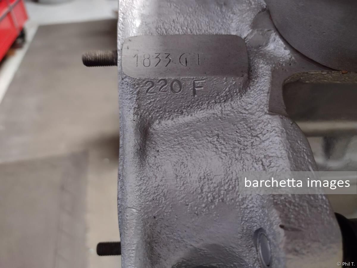 Original Engine 1833GT, № Int. 220 F
Had been removed from car around 1973, then stored by Charles Betz and Fred Peters for ≈40 years until 2014.
