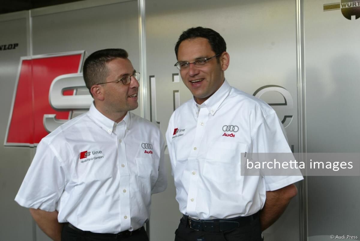 Albert Deuring, Technical Director, and Hans-Jürgen Abt (right), Team Director of Team Abt Sportsline