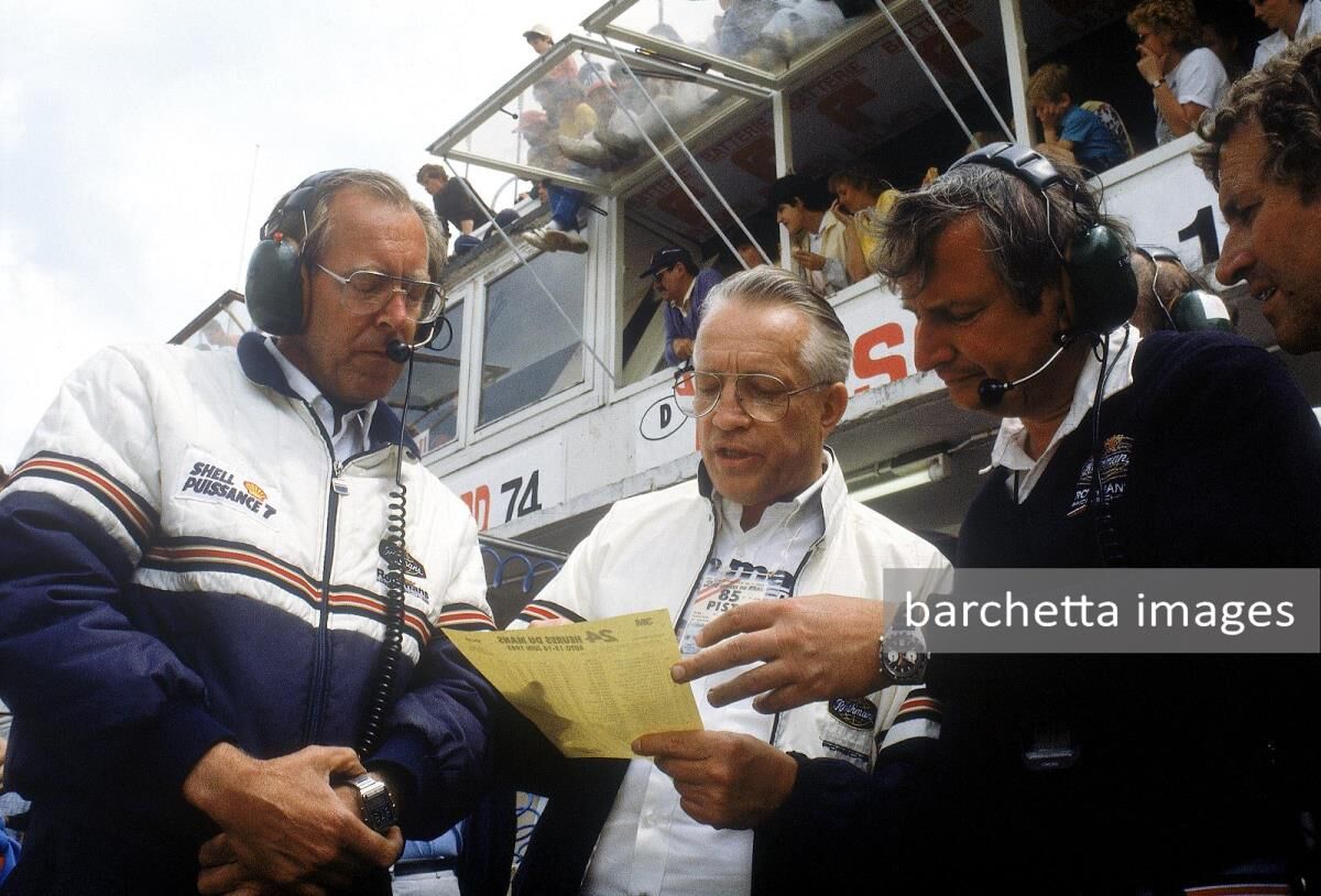Le Mans race 1985 (f.l.t.r.): Peter Falk, Prof. Helmuth Bott, Norbert Singer.
