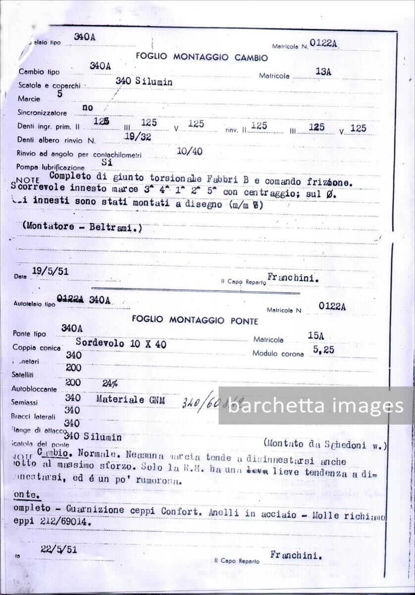 foglio montagggio cambio