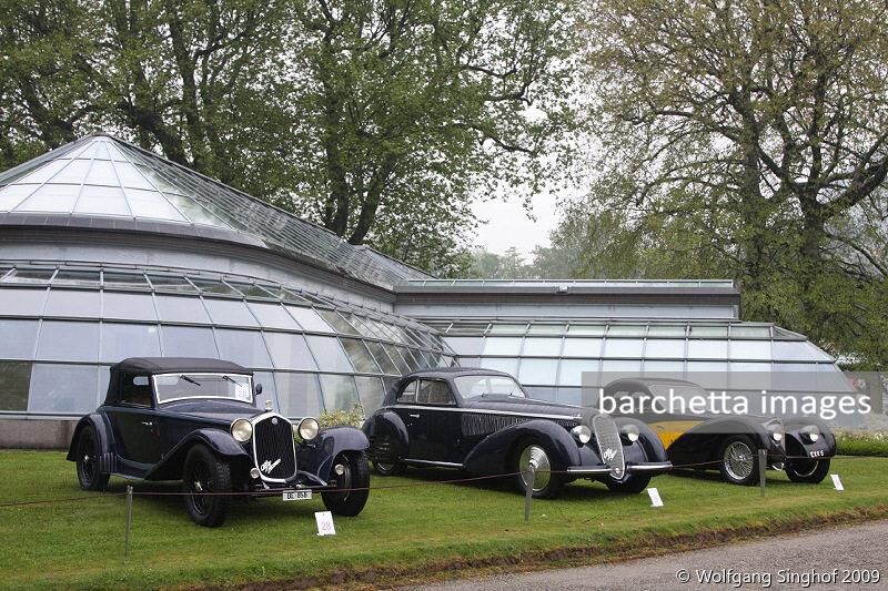 024 Bugatti 57S 1938 Atalante by Bugatti s/n 57592;026 Alfa Romeo 8C 2900B 1938 Berlinetta by Touring s/n 412035;028 Alfa Romeo 8C 2300 1934 Cabriolet by Stabilimenti Farina s/n 2311217