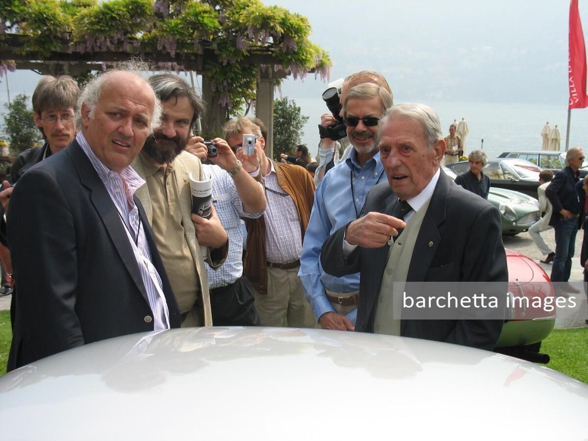 R. To L. Sergio Scaglietti, Jon Shirley, Adolfo Orsi & Umberto Camellini