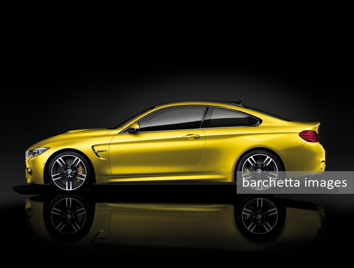 The all-new BMW M4 Coupé, Austin Yellow Metallic. 19" M Light Alloy Wheels Double-Spoke Style 437 M, Jet Black, Forged and Polished, M Carbon Ceramic Brake.