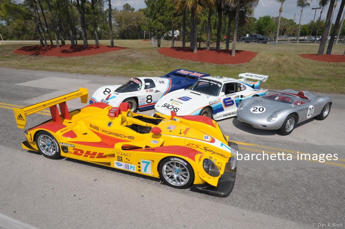 Porsche RS Spyder, Porsche 962, Porsche 935, Porsche 718 RS 60 (l. - r.) 