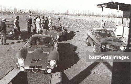 1966/mar/ - Sebring practice, Balocco Italian race track - Roberto Bussinello / Andrea de Adamich / Giacomo "Geki" Russo / Teodoro Zeccoli - s/n AR*613007 
"UD 108812" & s/n AR*613007